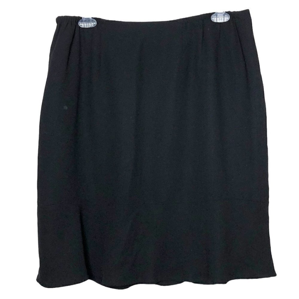 casual CÓRNER ANNEX - Black Midi Flare Skirt w/ Hidden Zipper - Size 16W